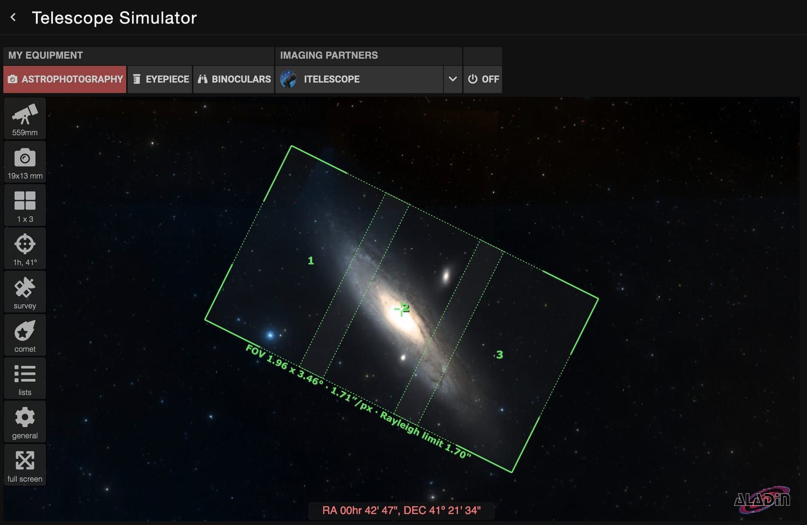 Telescopius - Telescope Simulator - Andromeda Tryptic