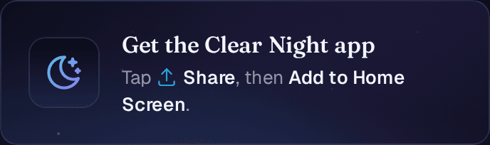 The install card on the Clear Night page, showing the steps for an iPhone